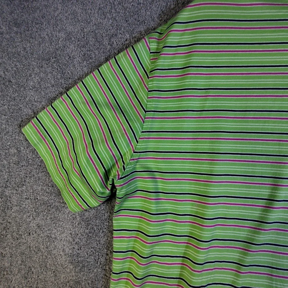 Carnoustie Performance Golf Polo Mens Medium Striped Green Short Sleeve Shirt